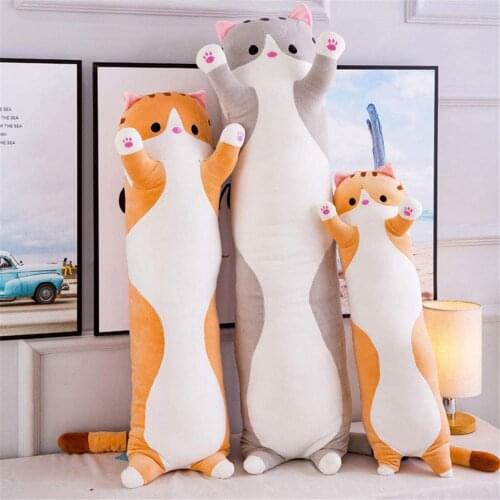 Long Cat Plush Toys Animal Creative Cute Cat Long Soft Pause Office Lunch Nappy Pillow Sleep Pillow Stuffed Gift Doll For Kids