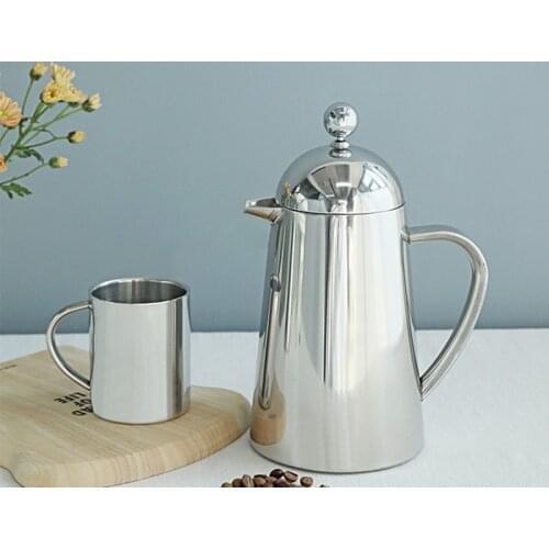 Double-layer 304 stainless steel French press pot tea maker home coffee pot coffee milk froth milk maker
