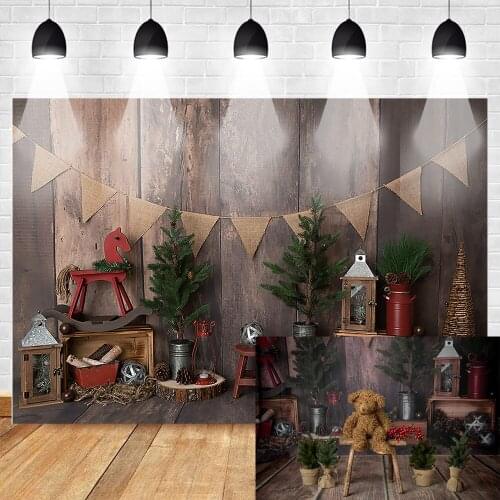 Christmas Backdrop Happy New Year Eve Wood Wall Photo Shoot Photo Backdrops for Kids Wooden Furniture Photography Background