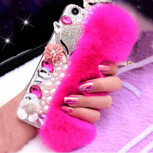 Fox Fur Diamond Clear Crystal Phone Case for IPhone 11 Pro Max 7 8 6S 6 Plus XS Max XR X Silicone Bumper Armor Cover 11Pro Coque