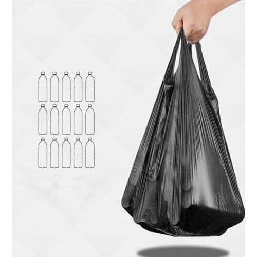 50 Pcs/Lot Black Garbage Bag Disposable Vest Type Rubbish Bag Kitchen Office Restaurant Trash Can Plastic Bag Portable Trash Bag