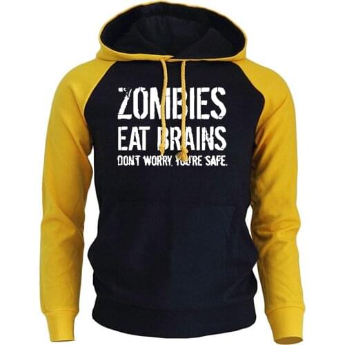 Zombies Eat Brains Funny Print Hoodies For Men 2018 Autumn Sweatshirt Winter Raglan Hoody Casual Harajuku Mens Sportswear K-pop