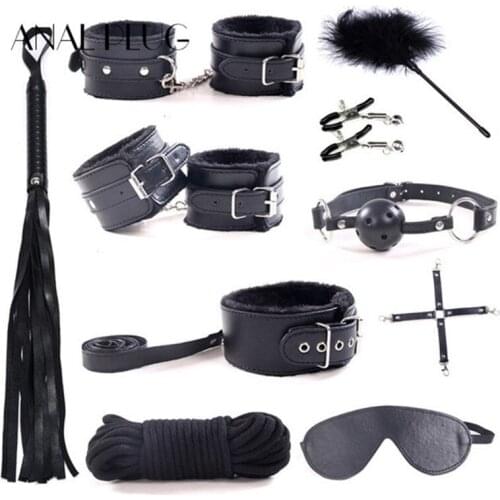 Leather Furniture Bdsm Bondage Set Fetish Sextoy Sm Toys for Women Arnes Sexo Pu Sex Handcuffs Blindfol Mask Collar