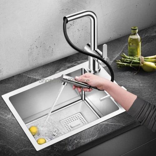 304 Stainless Steel Manual Sink Set Table Top And Bottom Wash Basin, Pantry Bar, Small Single Tank