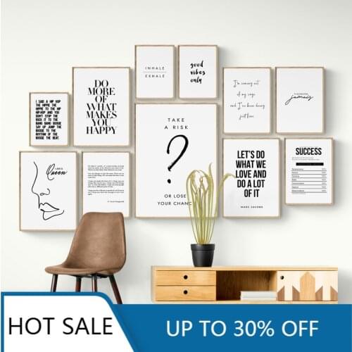Wall Art Canvas Painting Posrters Quotes Letters Kitchen Prints Ofiice Black and White Wall Decor Pictures Home Living Room Deco