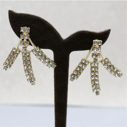 2018 new Japanese and Korean style inlaid semi-precious stones fashion fun geometric earrings