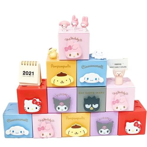 New Sanrio Kawaii Anime Cartoon Kitty Kuromi My Melody Cute Desktop Drawer Block PuzzleStorage Box Birthday Gifts For Gilrs Kids