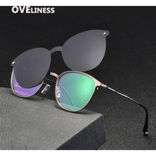 Retro Eyeglasses frames Polarized Magnet Clip on glasses frame men women Myopia Prescription Glasses Optical sunglasses Eyewear