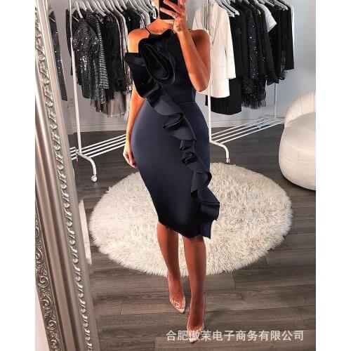 2021 autumn fashion new irregular Ruffle decorative suspender dress