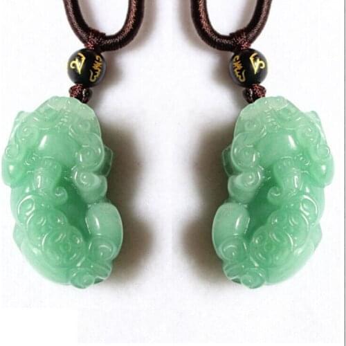 Pure Natural Green DONGLING Stone Pendant Carving Pixiu Animal Necklace Pendant Men and Womens Jades Jewelry and free Rope