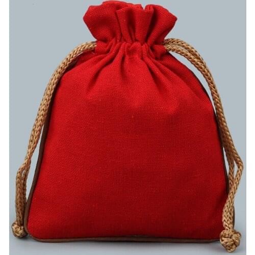 Plain Linen Small Drawstring Bags Jewelry Pouch Cotton Candy Gift Packaging bag Trinket Storage Coin Pocket Spice vanilla sachet