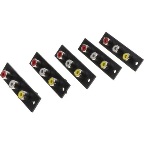 5 Pcs 3 RCA Connector,Audio Video 3-RCA F to F Coupler, Plastic+Nickel