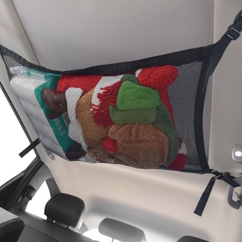 Adjustable Car Roof Interior Storage Bag Simple Ventilation Mesh Zipper Storage Bag Sundries Organizer Bag