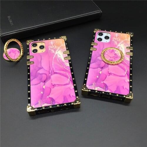 Luxury Glitter Cover Cases Pink Marble Pattern Soft Smooth Square Phone Case for LG Stylo 6 7 5 Stylo6 Stylo4 K51 K61 Stylo 4