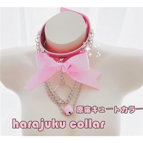 Pink bowknot collar SM Bondage Adjustable Body Harness PU Leather Restraints Sex Toys For Women necklace neckband