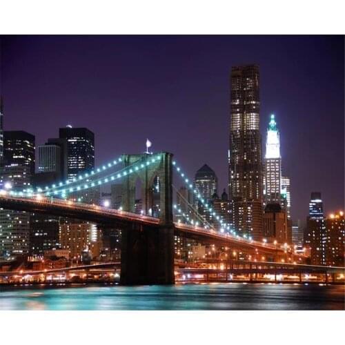 Custom 3d Self Adhesive wallpaper Sticker New York Bridge City Black and White Landscape 3d Mural Background Wall Waterproof