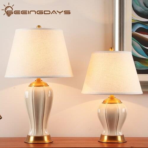 Modern Simple American Ceramic Table Lamp for Living Room Study Room Bedroom Bedside Lamp Free Shipping Lamp for Bedroom