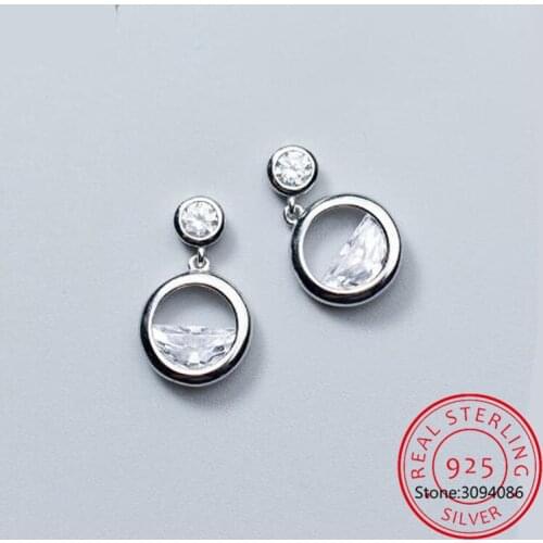 Sparkling Round Irregular Clear Zircon Drop Earrings Gold Color Dangle Ear 925 Sterling Silver Fashion Wedding Jewelry