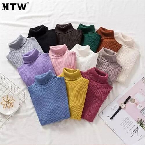 Women Turtleneck Knitted Sweater 2020 Autumn Winter Soft Jumper Lady Korean Slim Long Sleeve Office Pullover Tops