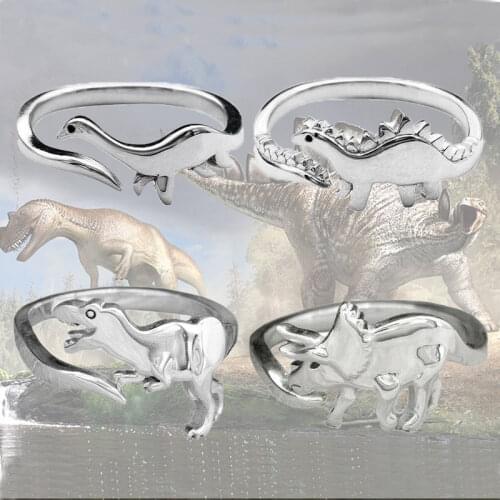 Domineering Dinosaur Rings For Women Men Ring Cute Animal Open Adjustable Ring Dragon Tyrannosaurus Triceratops Jewelry Toy Gift