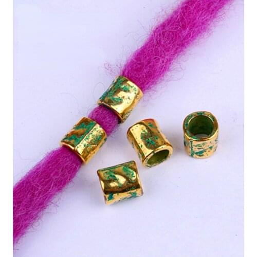 5-10 Pcs Antique Silver Hair Braid Dread Dreadlock Beads Cuffs Tuber Approx 8mm Inner Hole for Hair Styling Accessories Tool