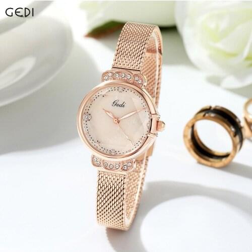 Ladies Gorgeous Personality Multi-faced Glass Small Dial Watch Fashion Temperament Diamond Mesh Band Quartz Watch