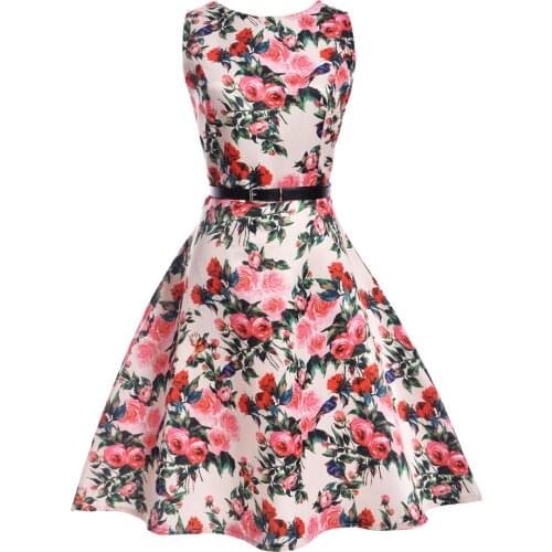 2021 Summer Retro Dress Ladies Printed Sleeveless O-neck Casual Evening Swing Dress Loose Fashion Elegant Princess Dress New