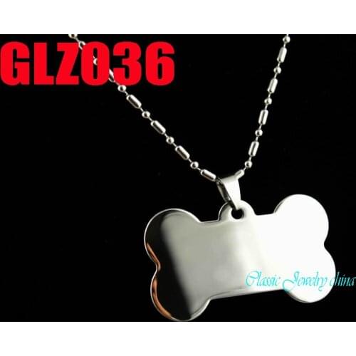 With 3mm ball chain stainless stee good two-sidedl polishing big bone pendants Dog tag necklace jewelry 10pcs GLZ036