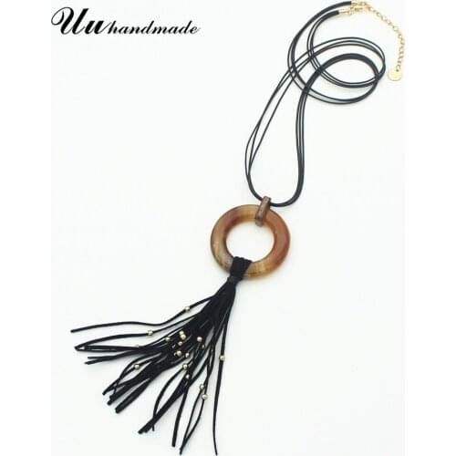 2017 Trendy Acrylic New fashion Jewelry Long black tassels Pendant Necklace for Women Colar Feminino Mujer Charms Collares Kolye