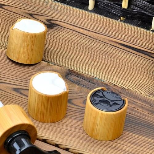 24 410 bamboo plastic flip top bottle cap Dispenser Flip bamboo Cap Cosmetic Bottle Flip Top black flip caps