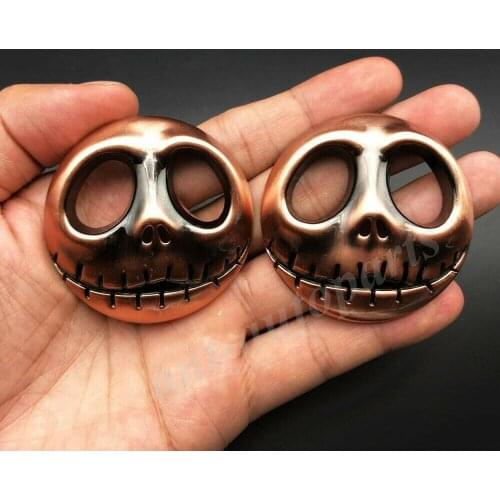 2pcs 3D Jack Skellington Skull Pumpkin Face Car Emblem Motorcycle Badge Sticker