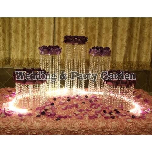 5pcs Wedding Round Crystal Cake Stand Wedding Centerpiece,Cupcake Stand Wedding Birthday cake display shelf D20,20,25,H50,35,20