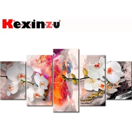 5pcs Full Square/Round Drill 5D DIY Diamond Painting Cross Stitch"Flower Home" Multi-picture Combination Embroidery Decor Home 4