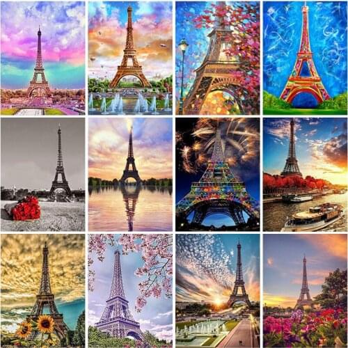5d Diy Diamond Painting Paris Tower Square/round Diamond Embroidery Wall Decoration Landscape Mosaic Set Diamond Art