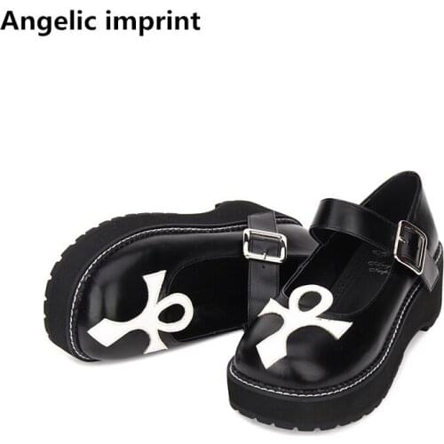 Angelic imprint woman mori girl lolita cosplay shoes lady mid heels wedges pumps women student princess dress shoes 33-47 5cm