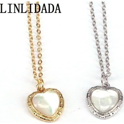 10Pcs Beautiful Heart Shell Pendant Necklace Chain Gold Silver Color Women Girls Charm Jewelry