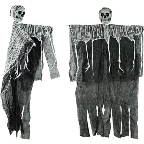 Halloween Skeleton Skull Hanged Ghost Mummy Decorations for Indoor Outdoor 2021 Halloween Party Haunted House Decor Props 100cm