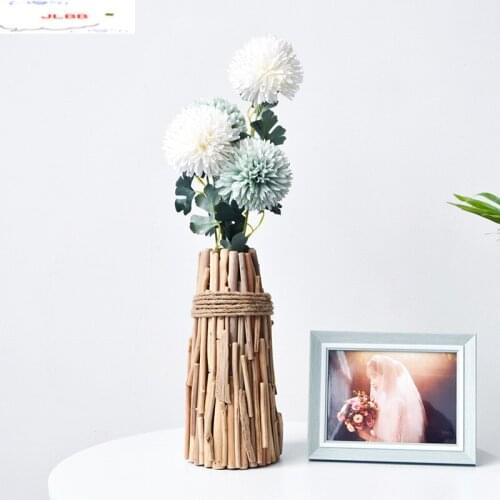 Wooden Wall Hanging Decorative Vase Hydroponic Vase Background Wall Decoration Restaurant Household Living Room Handmade Crafts