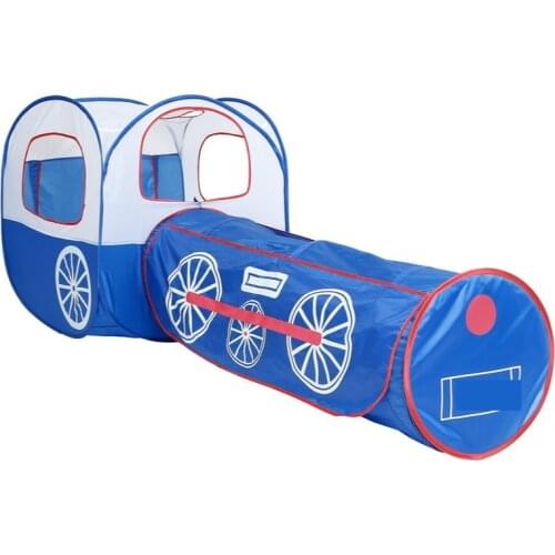 Childrens Tent Blue Train Crawling Tunnel Ocean Ball Pool Game House Folding Yurt Kids Play Room Kids Tent Playhouse Outdoor