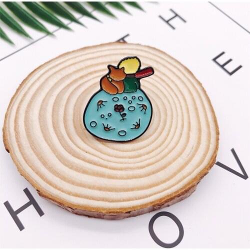 Cartoon Animal Squirrel Character Enamel Brooch Round Flower Alloy Badge Denim Shirt Bag Pin Accessories Jewelry Gift For Kid