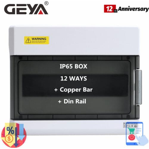 GEYA 12 Way Electric Power Distribution Box Wire Junction Boxes for Circuit Breaker Waterproof IP65 Enclosure with Copper Bar