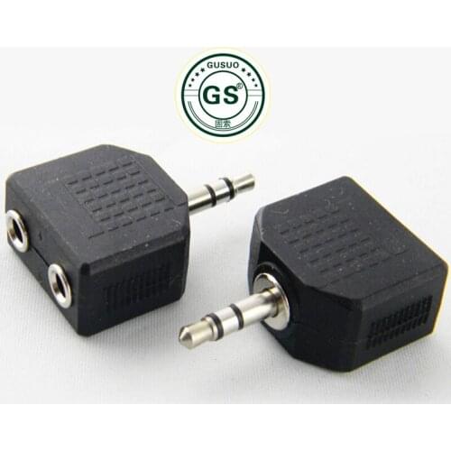 GuSou 5x 3.5mm Male to 2 Female Socket Headphone Jack Stereo Audio Y Splitter Adapter Plug