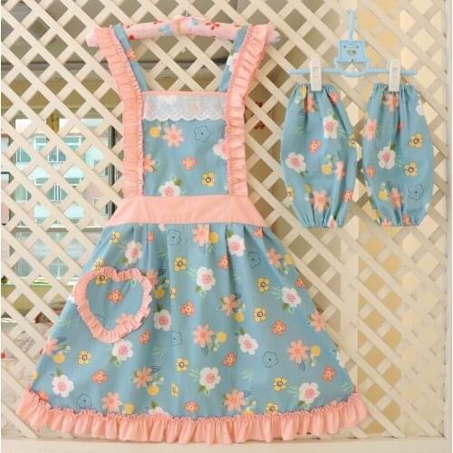 Cotton Cooking Apron Home Clothes Kitchen Work Clothes Adult Smock Lace Women Fashion Printing Princess Dress Outdoor BBQ