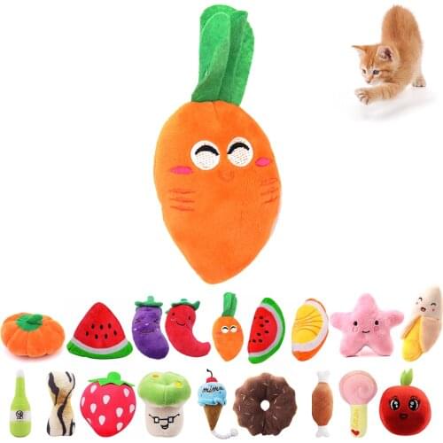 1Pcs Pet Toy Cartoon Plush Squeaky Toy Pet Toy Bite-Resistant Clean Dog Chew Puppy Training Soft Banana Carrot Vegetable Toy