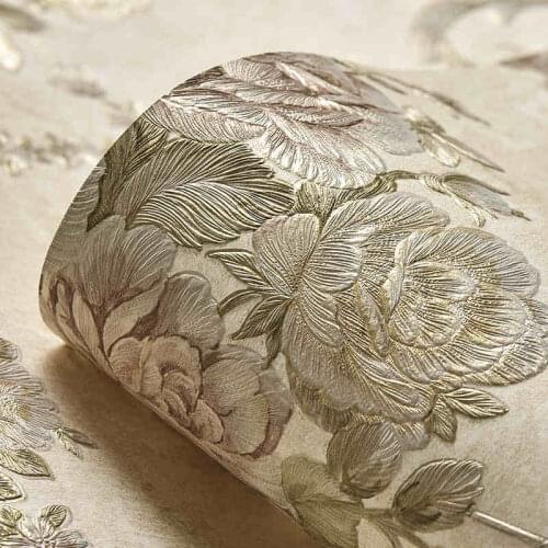 Beibehang exquisite deep embossed wallpaper green nonwovens AB version of the bedroom living room TV sofa background wall paper