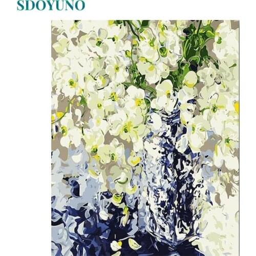SDOYUNO 40x50cm Painting By Numbers Kits Frameless Paint By Numbers Flowers DIY Digital Canvas Painting Home Decoration