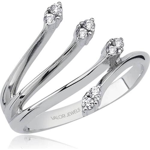 Valori Jewels Ivy Love, Zirconia White Gemstone, Rhodium Plated, Sterling Silver Ring