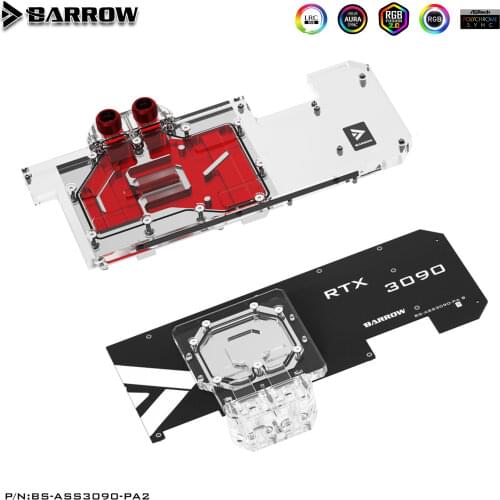 BARROW Full coverage Water Block use for ASUS ROG STRIX RTX 3090/3080 GAMING GPU Card Support Original Backplate 5V Header A-RGB