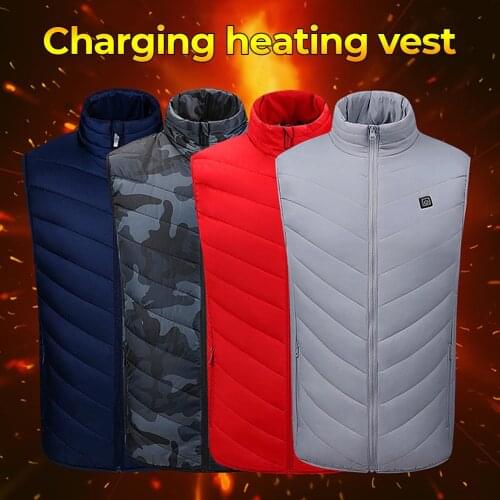 Electric Heated Jackets Vest USB Electric Heating Hooded Cotton Coat Camping Hiking Hunting Thermal Warmer Jacket Winter