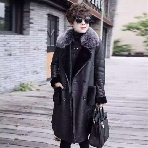 Winter Women Down Jackets Warm Thick Outerwear Fur Collar Female Parkas PU Jackets High Imitation Leather Jacket 6XL Size Parkas